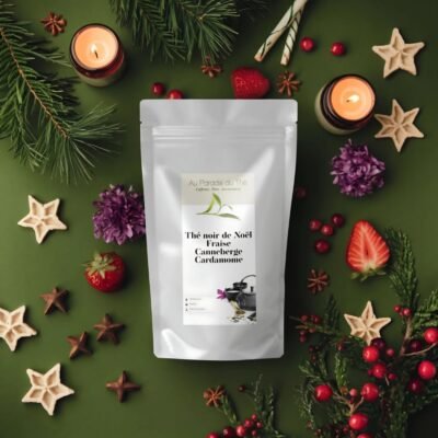 sachet thé noir de noel fraise canneberge cardamome