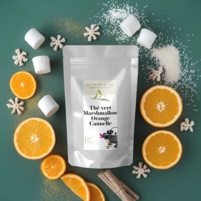 sachet thé vert marshmallow orange cannelle