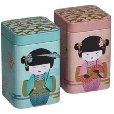 Duo de boîtes Geisha 100g rose/bleu