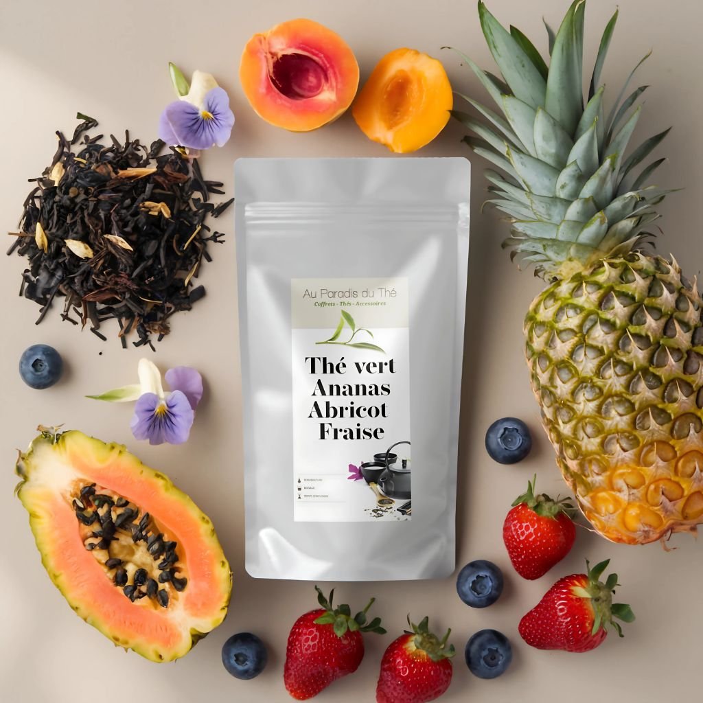 sachet thé vert ananas abricot fraise